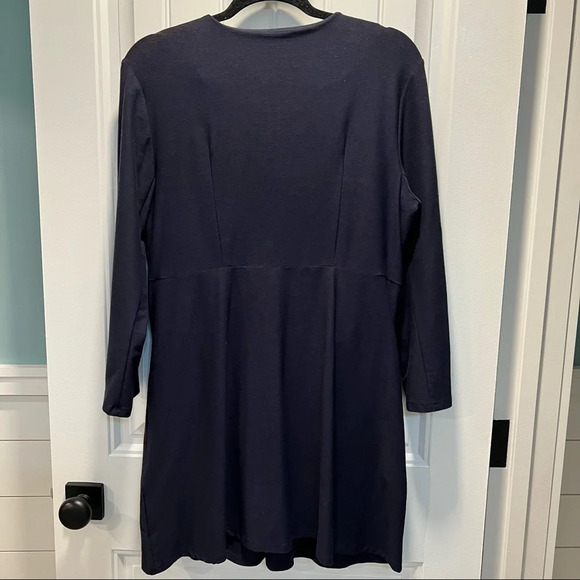 Eileen Fisher Navy Tunic Jacket‎ 3-Button 3/4 Sleeve Front Pockets Size S. - Picture 3 of 9